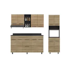 JUST HOME COLLECTION - Combo Mueble de Cocina Luna 150cm (Modulo Superior + Inferior) + Torre Microondas 60cm
