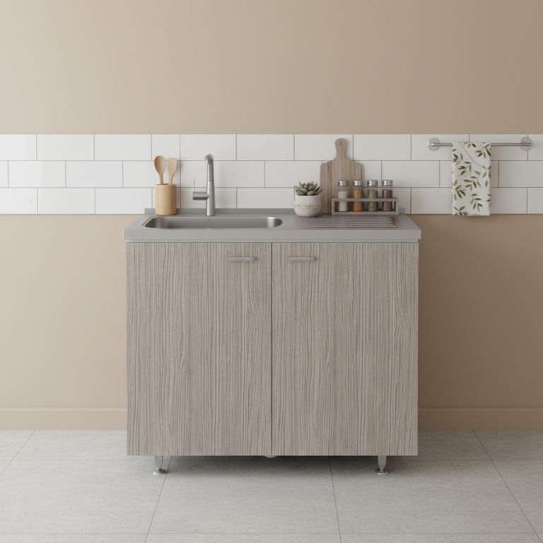Mueble Inferior de Cocina Napoles 100cm + Lavaplatos Acero Inoxidable
