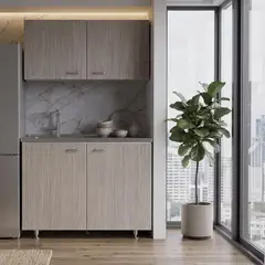 JUST HOME COLLECTION - Combo Mueble de Cocina Napoles 100cm (Modulo Superior + Inferior) + Lavaplatos Acero Inoxidable