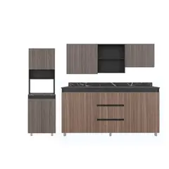 JUST HOME COLLECTION - Combo Mueble de Cocina Vimo Avellana 180cm (Modulo Superior + Inferior) + Torre Microondas 60cm
