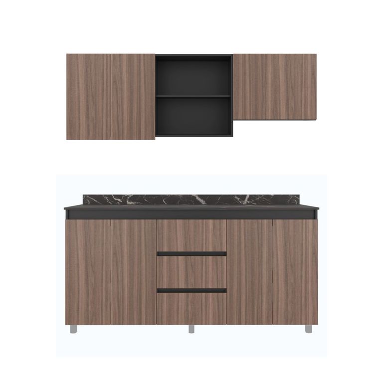 Combo Mueble de Cocina Vimo Avellana 180cm (Modulo Superior + Inferior)