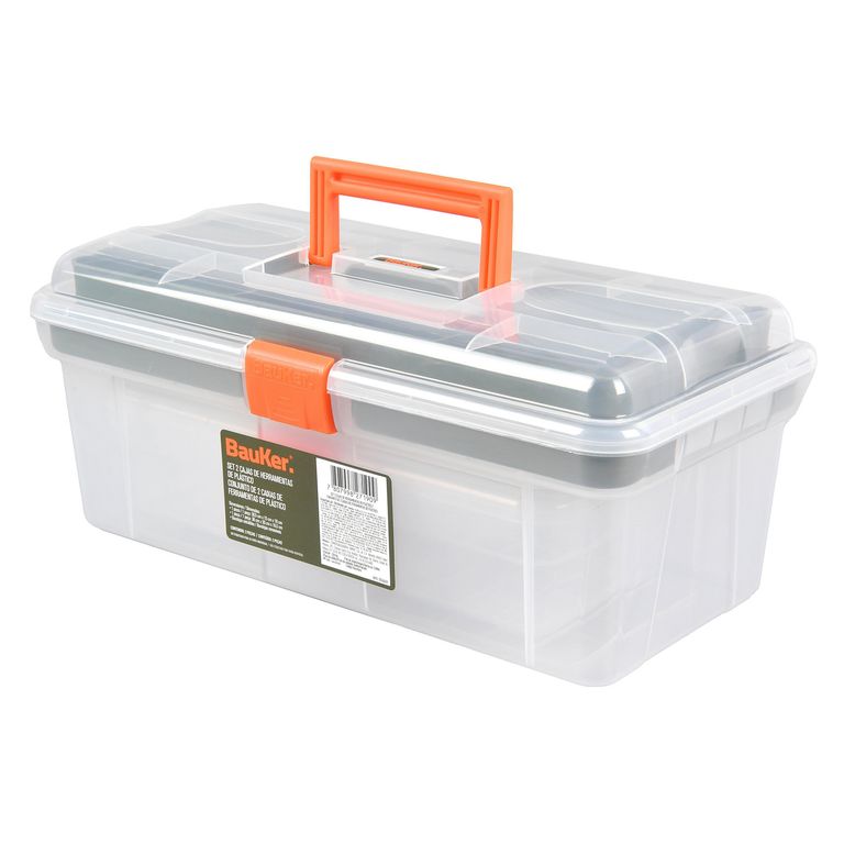 Set 2 Cajas de Plástico Transparentes para Herramientas