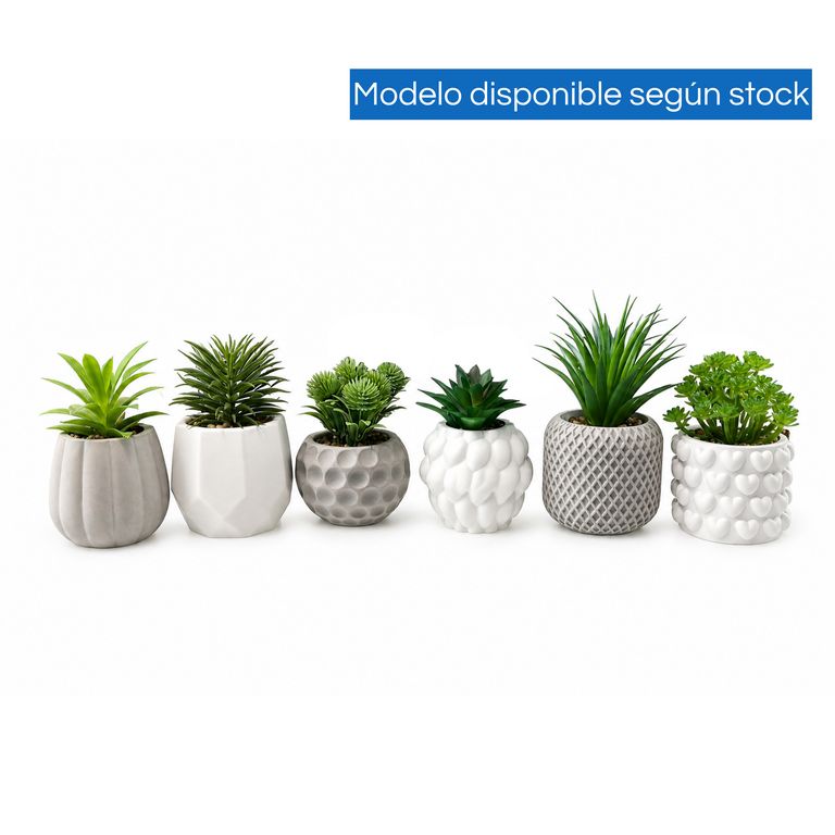 Planta Artificial con Maceta de Cemento - Modelo aleatorio