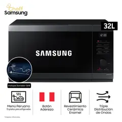 SAMSUNG - Microondas con Dorador Samsung MG32DG4524AGPE 32L Acero Inox Negro