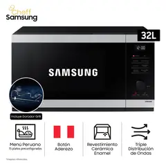 SAMSUNG - Microondas con Dorador Samsung MG32DG4524ATPE 32L Acero Inox
