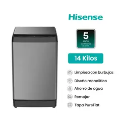 Hisense - Lavadora Hisense WT3K1423UT Carga Superior Inox 14Kg