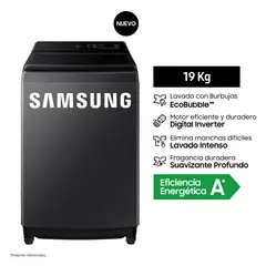 SAMSUNG - Lavadora Samsung WA40F19E7CPE Ecobubble 19Kg Negro